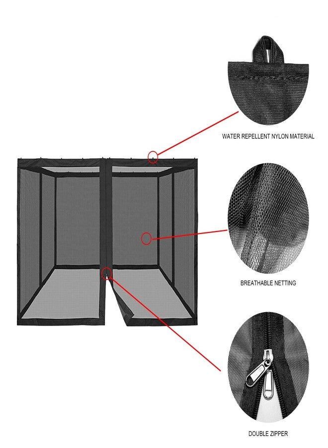 Hisecome 10' x 12' Gazebo Universal Replacement Mosquito Netting,Black Outdoor Canopy Net Screen 4-Panel Sidewall Curtain, with Zippers,Mosquito Netting（Only） - Image 3