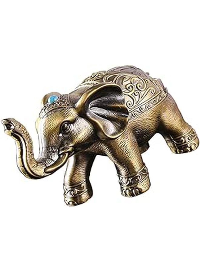 Vintage Elephant Ashtray With Lid Alloy Metal Decorative For Home Office Smoking Accessory - Image 1