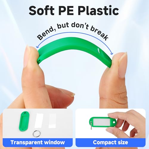 Teskyer 56 Pack Plastic Key Tags with Key Chain Ring, Writeable Key Label Tags - 8 Colors - Image 3
