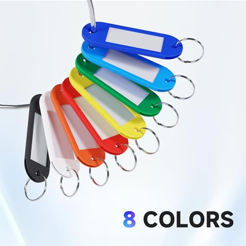 Teskyer 56 Pack Plastic Key Tags with Key Chain Ring, Writeable Key Label Tags - 8 Colors - Image 2
