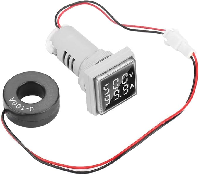 White 22mm LED Digital Voltmeter AC Voltage Current Meter Indicator 0 100A 60 500V - Image 1