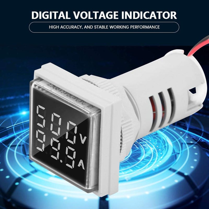 White 22mm LED Digital Voltmeter AC Voltage Current Meter Indicator 0 100A 60 500V - Image 4