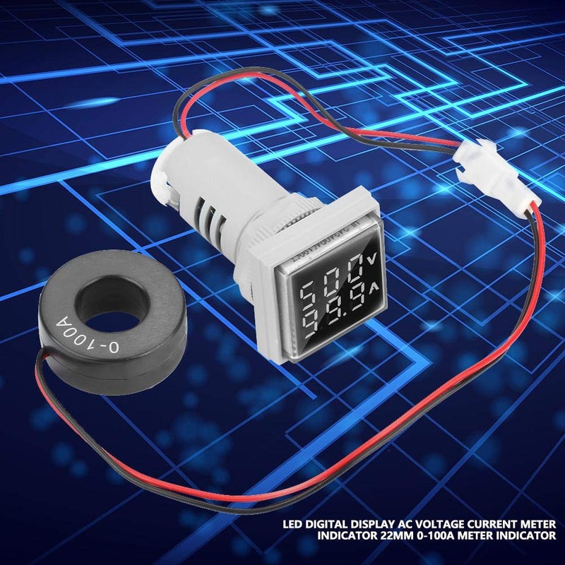 White 22mm LED Digital Voltmeter AC Voltage Current Meter Indicator 0 100A 60 500V - Image 3
