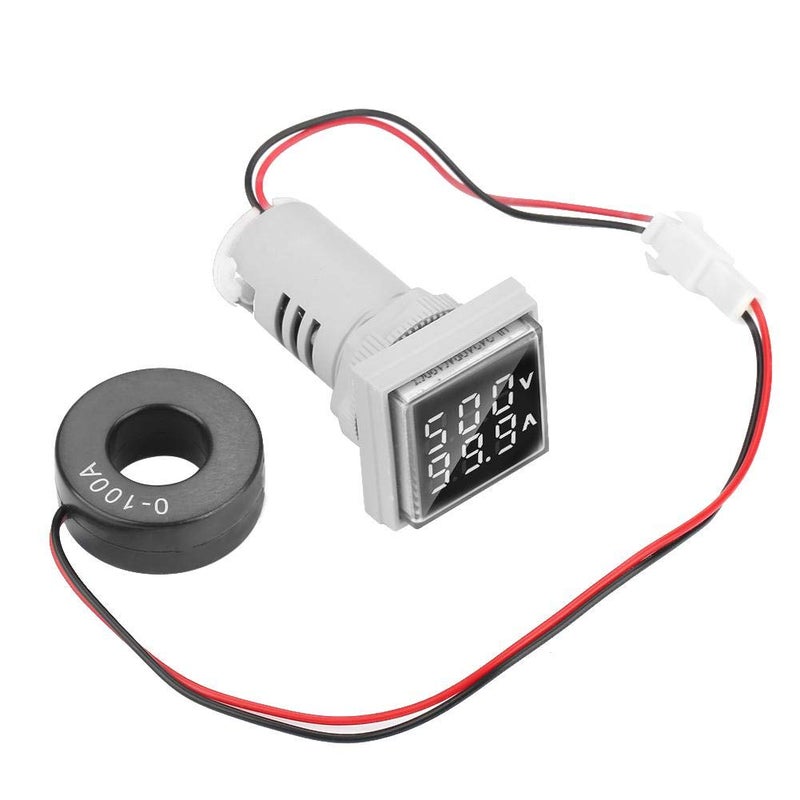 White 22mm LED Digital Voltmeter AC Voltage Current Meter Indicator 0 100A 60 500V - Image 2