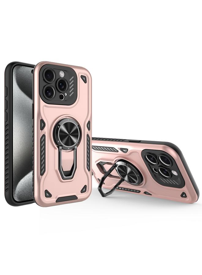 اس-توب جراب لهاتف iPhone 15 Pro مع حامل دوار معدني من مادة TPU + PC جراب هاتف مغناطيسي - Image 1