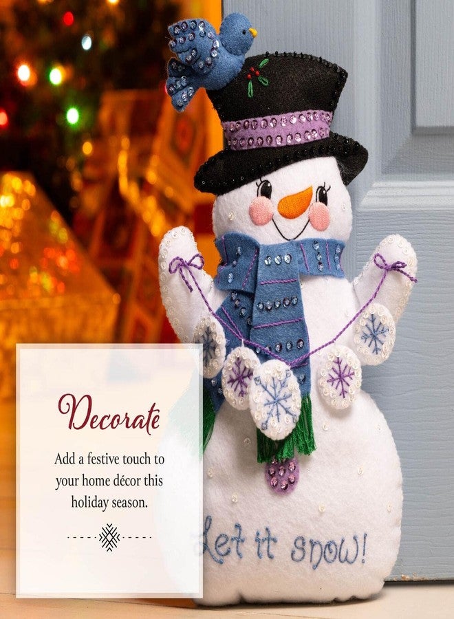 Bucilla Felt Applique Door Stopper Making Kit, Let It Snow, Perfect for DIY Arts and Crafts, 89632E - Image 4