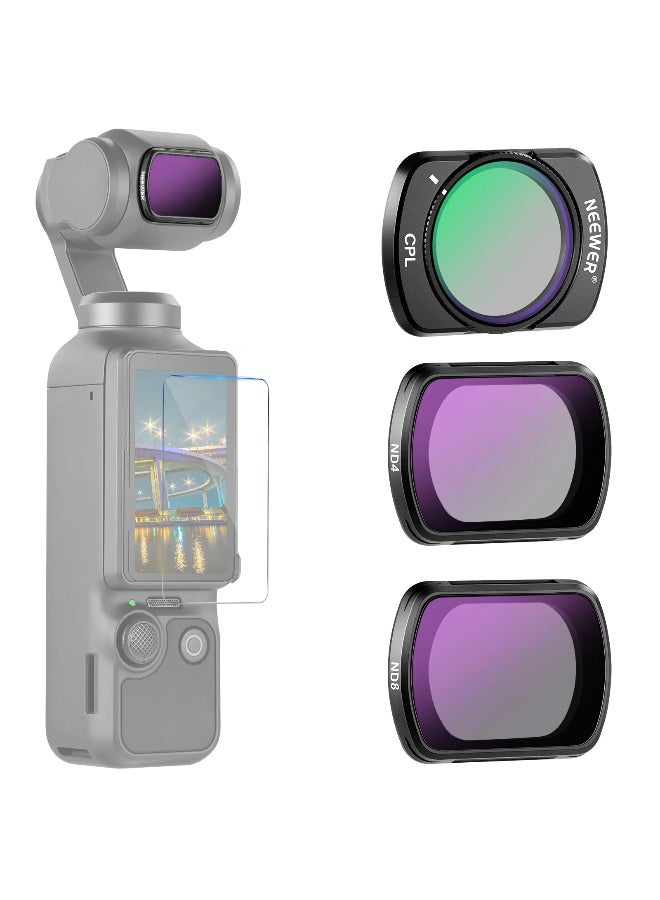 NEEWER CPL+ND4+ND8 Filter Set for DJI Osmo Pocket 3 – Magnetic Camera Lens Filters, Circular Polarizer & Neutral Density Filters for Exposure Balance, Contrast Enhancement & Motion Blur Effects - Image 1
