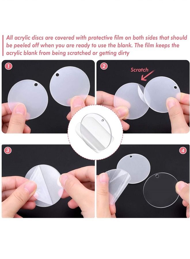 120pcs Clear Keychains for Vinyl Kit Including 30pcs Acrylic Blanks, 30pcs Keychain Tassels, 30pcs Key Chain Rings and 30pcs Jump Rings for DIY Keychain Vinyl Crafting