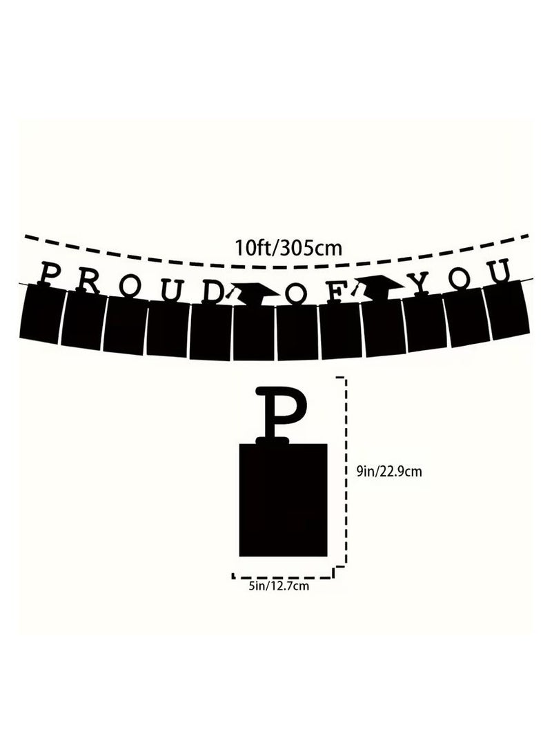 Graduation We Are Proud Of You Banners With Congratulation Sash Gold And Black Latex Balloon - Image 3