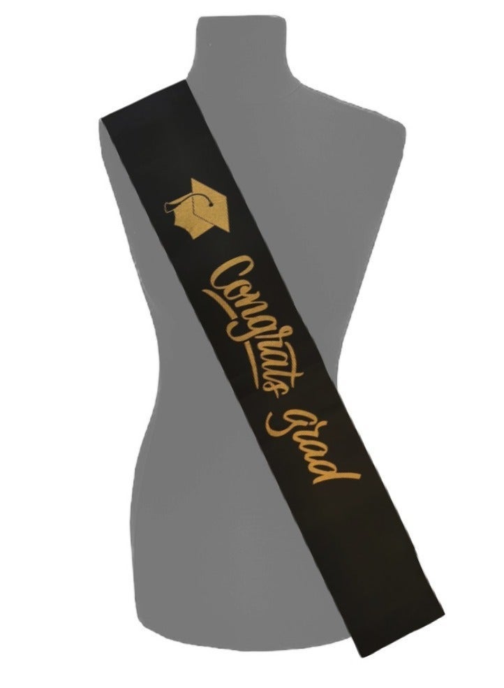 Graduation We Are Proud Of You Banners With Congratulation Sash Gold And Black Latex Balloon - Image 4