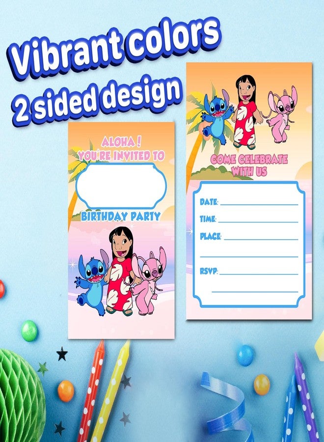 NATURAL BEHAVIOUR 20x 8.3x Lilo&StitchPink-2 Birthday Invitations and Envelopes - Fill-in Happy Birthday Party Invitations for Kids, 6X4 Inches, Postcard Style - Image 4