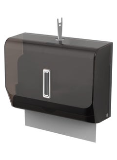 Y&D Paper Towel Dispenser Wall Mount with Key Lock, Adhesive Multifold C-Fold Hand Dispenser, for Office Bathroom Kitchen and Restaurant Disposable Towels Hangin, Black  - Image 1