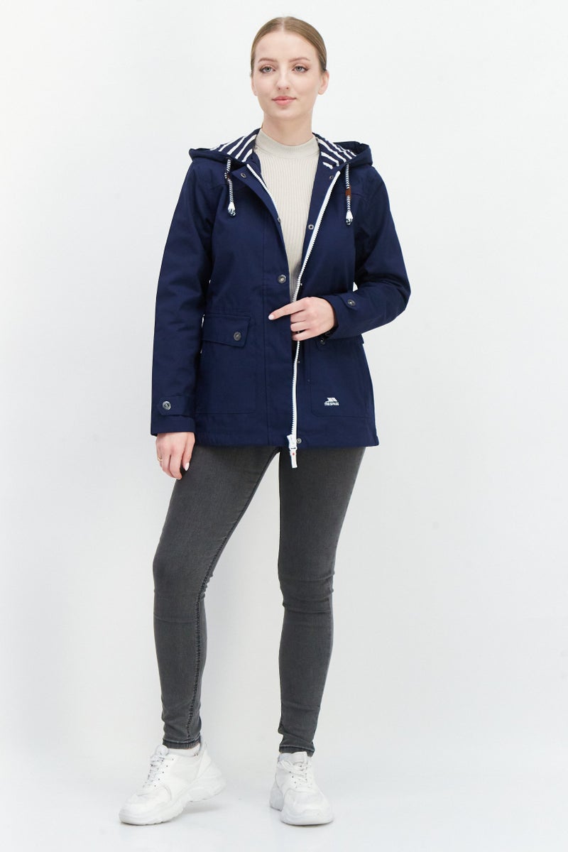 Trespass Women Embroidered Logo Hooded Jacket, Navy - Image 4
