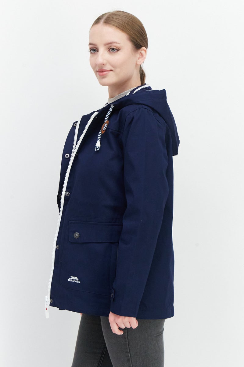 Trespass Women Embroidered Logo Hooded Jacket, Navy - Image 2