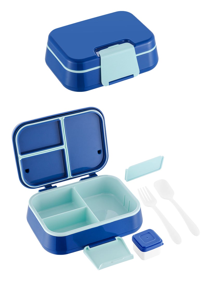 DB Innov. Lunch Box for Kid School, Bento Box with 3 Compartments, Leak-proof Food Container, Snack Box for Kids Adults Girls & Boys, Blue - Image 1