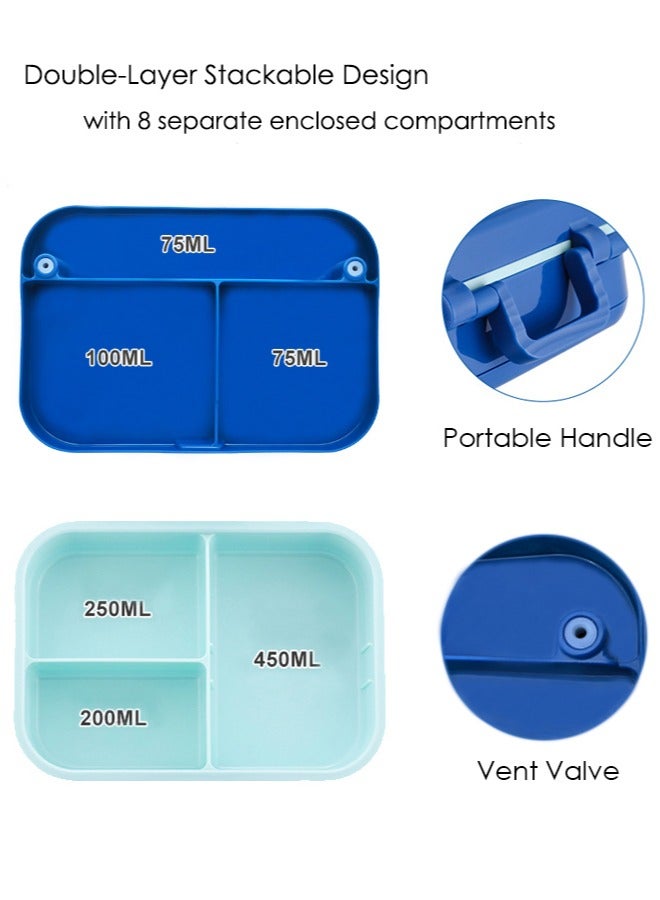 DB Innov. Lunch Box for Kid School, Bento Box with 3 Compartments, Leak-proof Food Container, Snack Box for Kids Adults Girls & Boys, Blue - Image 3