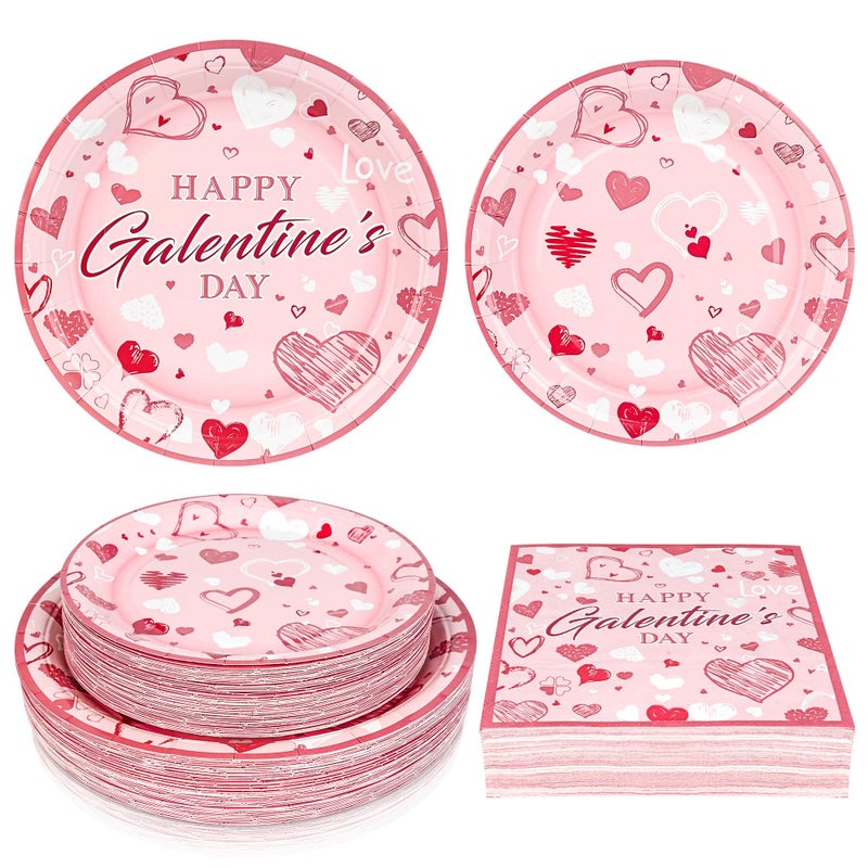Purhapfre 150Pcs Galentine's Plates and Napkins Party Decorations Galentines Gang Paper Plates Disposable Pink Galentine's Day Plate Napkins Tableware Party Supplies,Serves 50 - Image 1