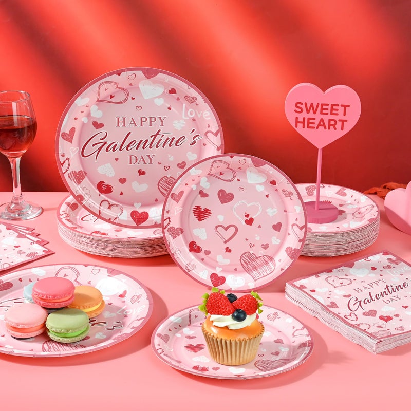 Purhapfre 150Pcs Galentine's Plates and Napkins Party Decorations Galentines Gang Paper Plates Disposable Pink Galentine's Day Plate Napkins Tableware Party Supplies,Serves 50 - Image 3