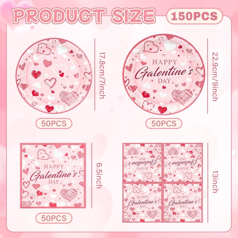 Purhapfre 150Pcs Galentine's Plates and Napkins Party Decorations Galentines Gang Paper Plates Disposable Pink Galentine's Day Plate Napkins Tableware Party Supplies,Serves 50 - Image 2