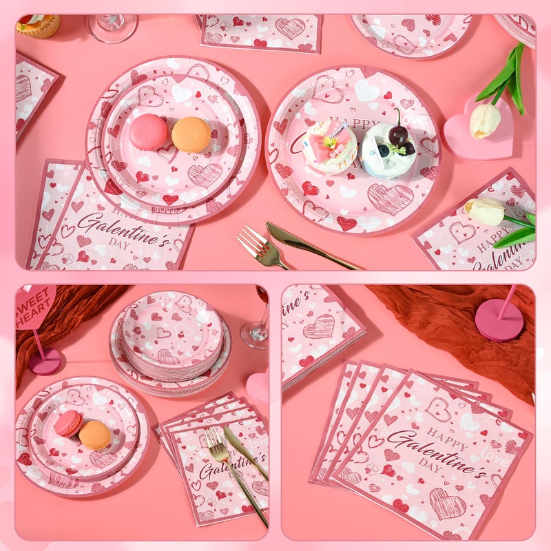 Purhapfre 150Pcs Galentine's Plates and Napkins Party Decorations Galentines Gang Paper Plates Disposable Pink Galentine's Day Plate Napkins Tableware Party Supplies,Serves 50 - Image 4