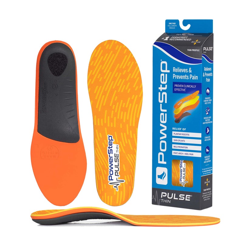 PowerStep Pulse Thin Orthotics - Arch Support Inserts + Pain Relief for Cleats & Tight Running Shoes - Insoles for Plantar Fasciitis  Mild Pronation & Shin Splints - Made in USA (M 4-4.5  F 6-6.5) - Image 1