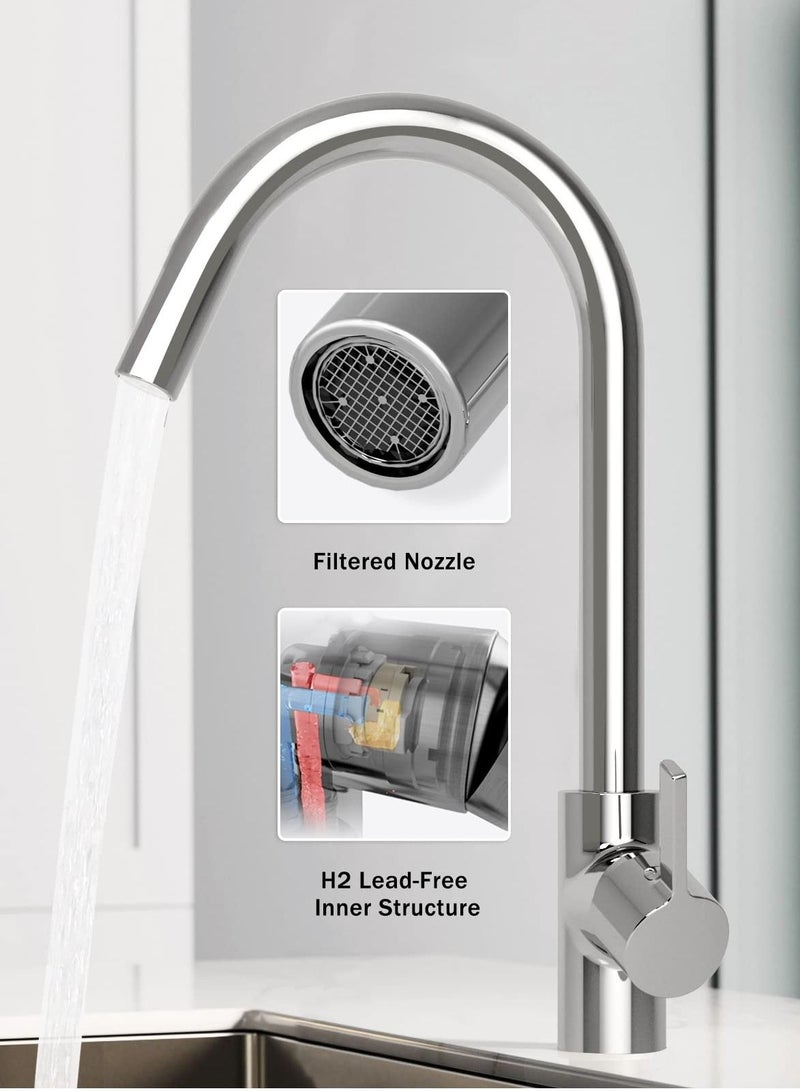 Jomoo Single Lever Kitchen Facuet, Lead Free and 360 Degree Swivel Spout Kitchen Sink Tap with Cold and Hot Water Mixer - Image 5