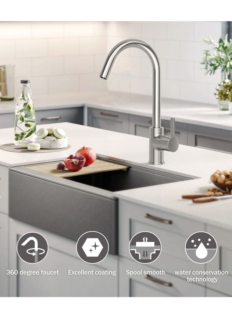 Jomoo Kitchen Faucet, Lead Free and 360 Degree Swivel Spout Kitchen Sink Tap with Cold and Hot Water Mixer - Image 2