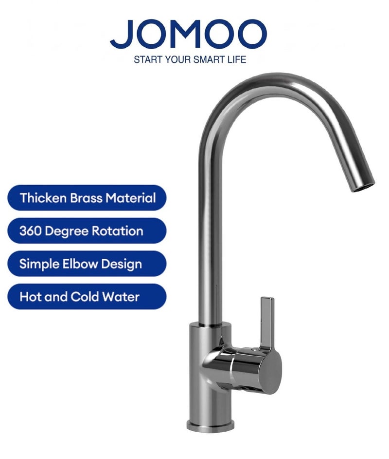 Jomoo Kitchen Faucet, Lead Free and 360 Degree Swivel Spout Kitchen Sink Tap with Cold and Hot Water Mixer - Image 1
