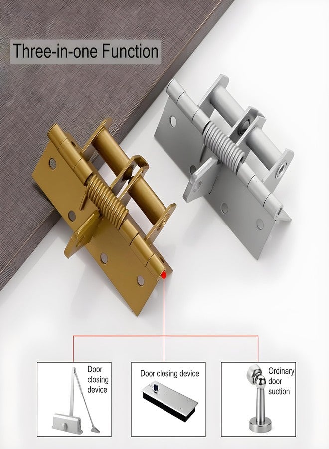 Boniry Automatic Self-Closing Hinge Heavy Duty Cabinet Hinges Room Door Hinge for Interior Doors Wooden Door 2 Pcs (Silver) - Image 4