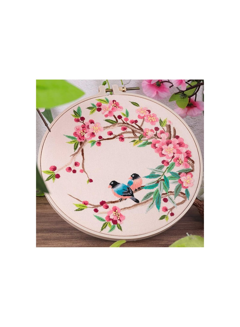 GGOOT Embroidery Kits with Pattern for Beginners Starter Diy Flower Pattern Printed Embroidery Kit Embroidery Hoop Cross Stitch Needlework Handmade Sewing Art Craft  - Image 2