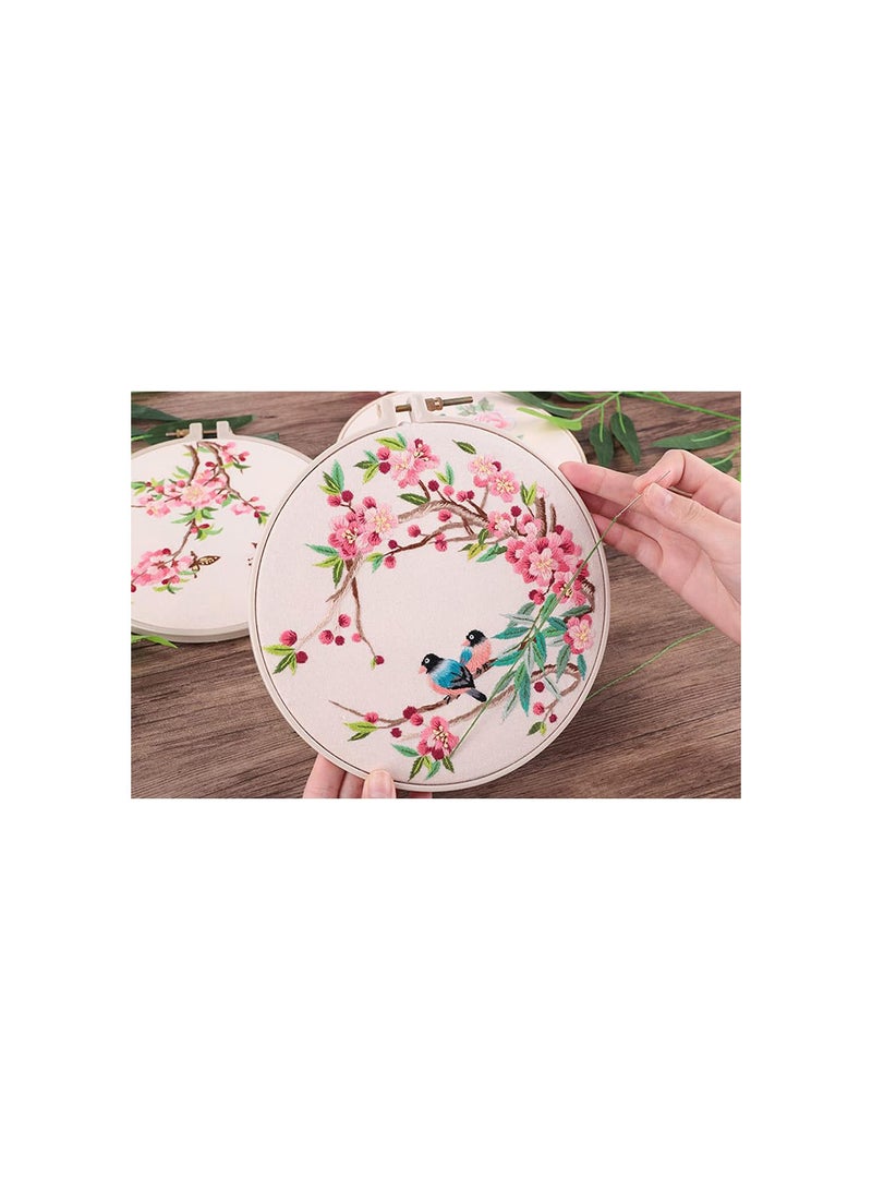 GGOOT Embroidery Kits with Pattern for Beginners Starter Diy Flower Pattern Printed Embroidery Kit Embroidery Hoop Cross Stitch Needlework Handmade Sewing Art Craft  - Image 3