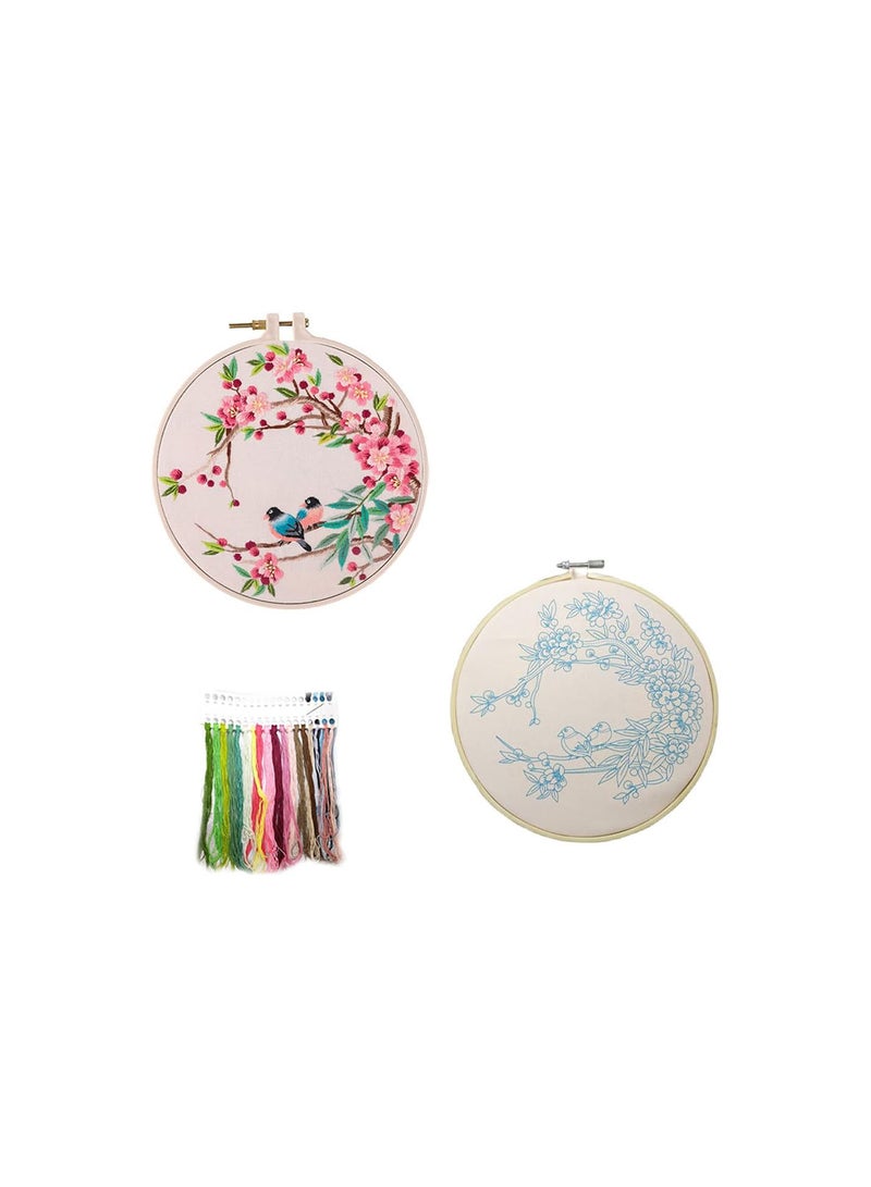 GGOOT Embroidery Kits with Pattern for Beginners Starter Diy Flower Pattern Printed Embroidery Kit Embroidery Hoop Cross Stitch Needlework Handmade Sewing Art Craft  - Image 5