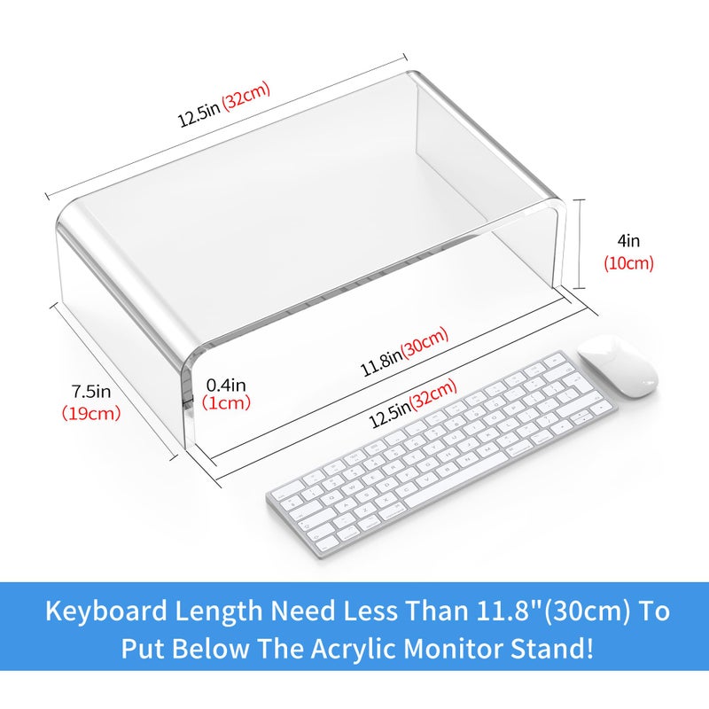 Beimu Acrylic Monitor & Laptop Stand Riser - Clear Computer & Laptop Stand for Desk - Compatible with iMac, MacBook & All Notebooks - White Aesthetic Decoration for Office & Home - Image 2