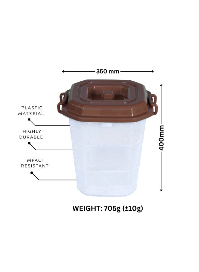 إس إن إتش أسطوانة تخزين أوساكا بغطاء مقفل ومقابض جانبية | حاوية شفافة محكمة الإغلاق بغطاء بني | منظم متعدد الاستخدامات للمنزل والمطبخ - Image 1