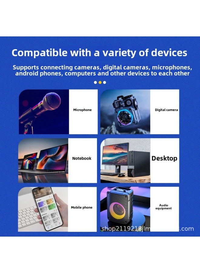 Applicable To Apple Rod Mammoth Wireless Microphone Cable Car Type-C Spring Cable 3.5mm Adapter Cable-Color:3.5mm Patch Cord-red  - Image 5