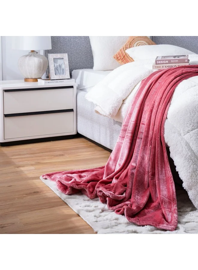 DANUBE HOME Micro Flannel Blankets Single 150X220Cm Pink