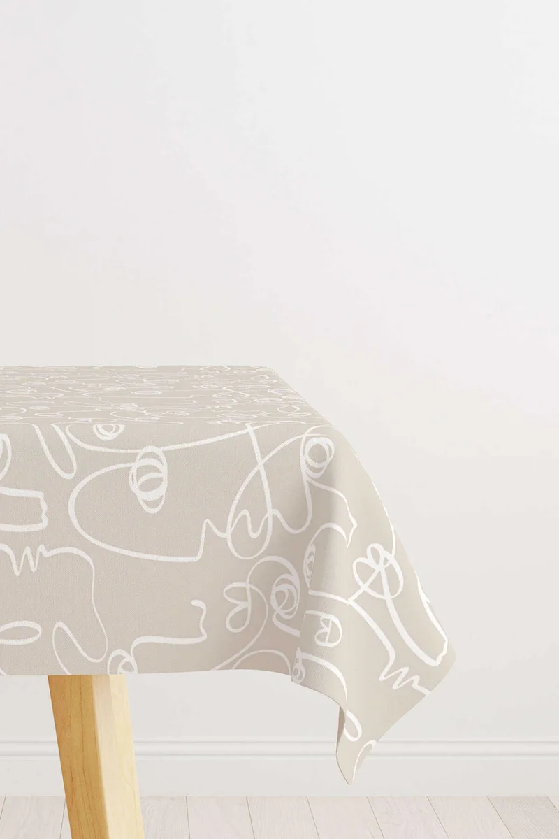 Cango Home Cream White Bohemian Scandinavian Geometric Patterned Digital Printed Tablecloth CGH1209-MS