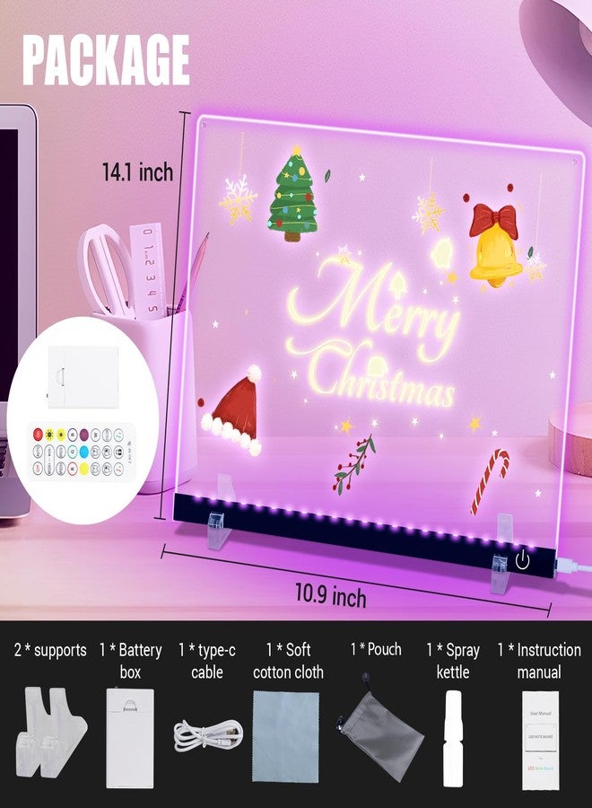 ARVANA دودل جلو، لوحة ملاحظات LED ملونة، 14.1"x10.9" لوحة أكريليك أرفانا القابلة للمسح الجاف، لوحة ملاحظات مضيئة بـ 16 لون مع مزامنة الموسيقى، تطبيق وجهاز تحكم عن بعد، قاعدة و 7 أقلام، عرض توهج نيون (أسود) - Image 2