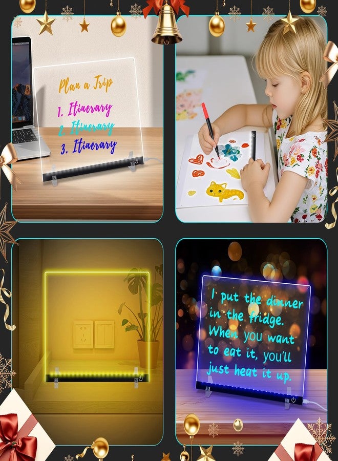 ARVANA دودل جلو، لوحة ملاحظات LED ملونة، 14.1"x10.9" لوحة أكريليك أرفانا القابلة للمسح الجاف، لوحة ملاحظات مضيئة بـ 16 لون مع مزامنة الموسيقى، تطبيق وجهاز تحكم عن بعد، قاعدة و 7 أقلام، عرض توهج نيون (أسود) - Image 4