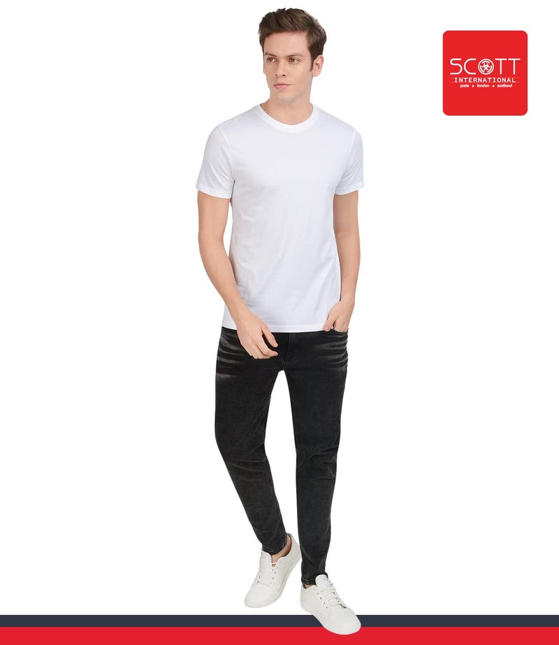 Scott International Men's 180 GSM Bio Wash Organic Cotton T-Shirt - Round Neck, Solid Plain White - Image 5