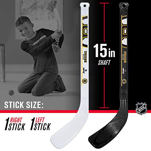 Franklin Sports Boston Bruins Mini Hockey Set - Knee Hockey Goal, Ball, & 2 Hockey Stick Combo Set - Mini Goal Net - NHL Official Hockey Set, 28" x 20" x 12" - Image 3