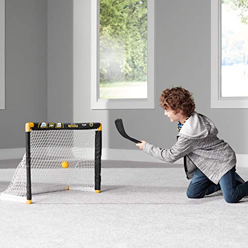 Franklin Sports Boston Bruins Mini Hockey Set - Knee Hockey Goal, Ball, & 2 Hockey Stick Combo Set - Mini Goal Net - NHL Official Hockey Set, 28" x 20" x 12" - Image 2