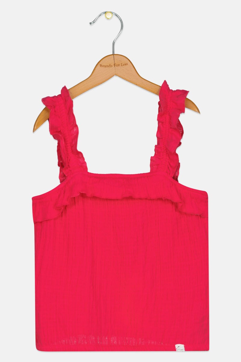 Cool Club Kids Girl Sleeveless Solid Tank Top, Dark Pink - Image 1