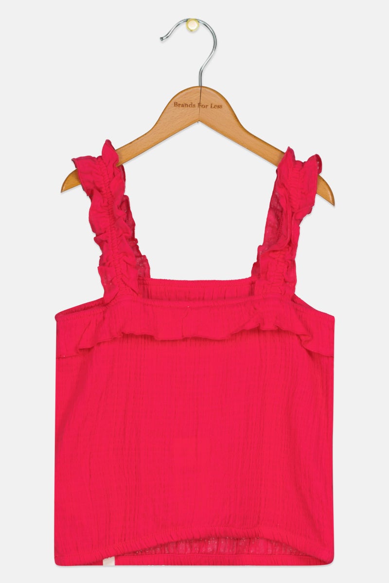 Cool Club Kids Girl Sleeveless Solid Tank Top, Dark Pink - Image 2