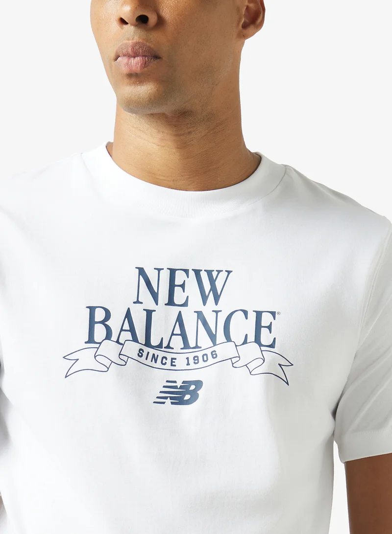 New Balance WHITE (WT) Linear Ribbon Relaxed T-Shirt for Men | Best Price UAE