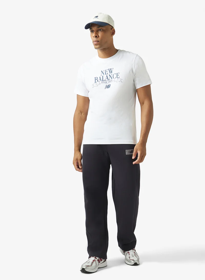 New Balance WHITE (WT) Linear Ribbon Relaxed T-Shirt for Men | Best Price UAE
