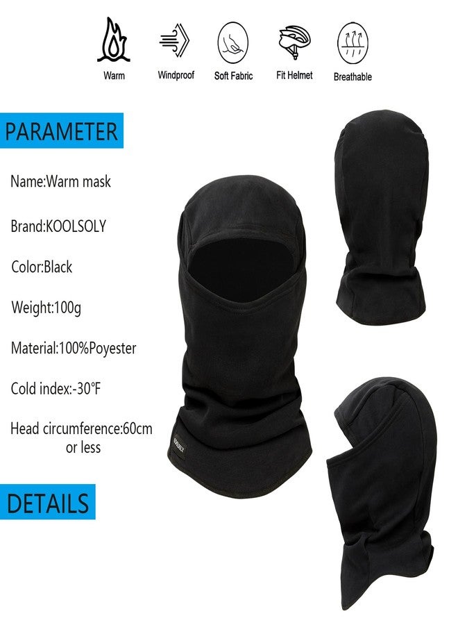 KOOLSOLY Ski Mask Balaclava Cold Weather Warm and Fleece Face Mask Neck Warmer Full Face Mask for Men&Women Black - Image 5