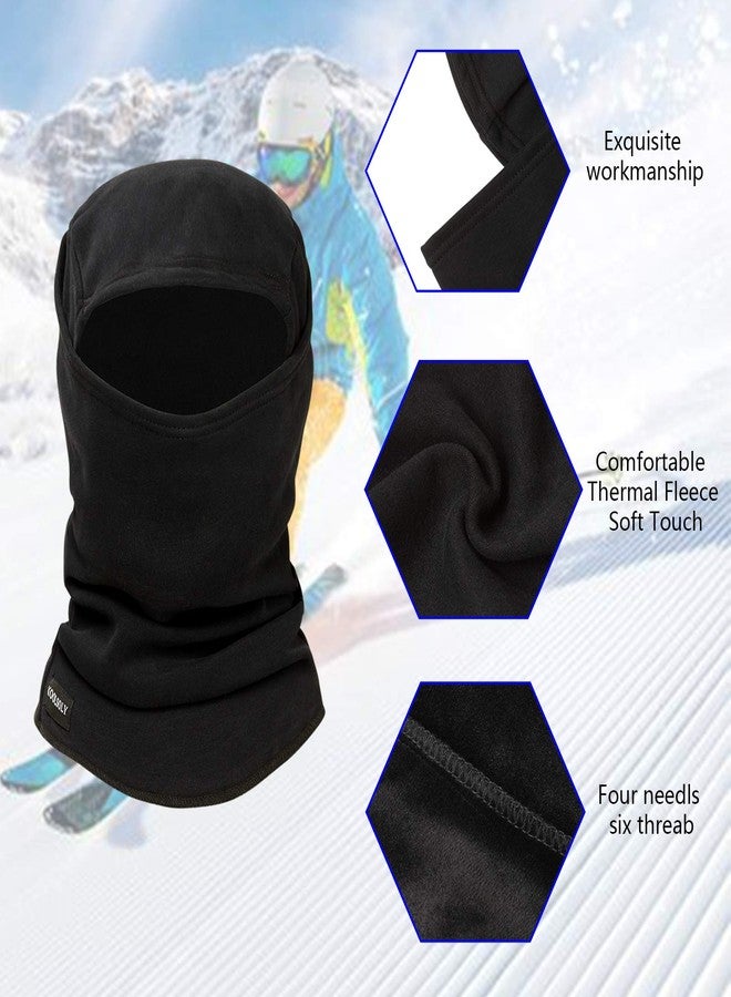 KOOLSOLY Ski Mask Balaclava Cold Weather Warm and Fleece Face Mask Neck Warmer Full Face Mask for Men&Women Black - Image 2