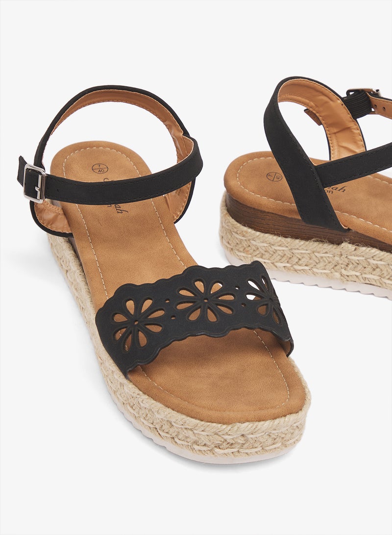 Savannah Collection Low Wedged Flatform Sandal - Image 4