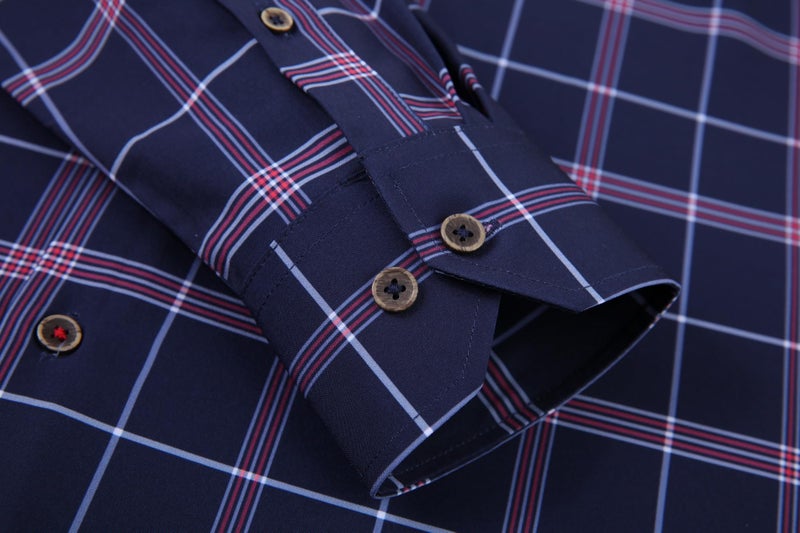 Alex Vando Mens Button Down Shirts Wrinkle Free 4-Way Stretch Print Business Casual Shirt,417 Navy/Red,M - Image 5